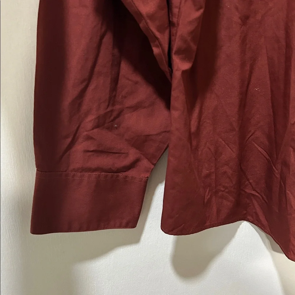 VANHEUSEN MENS BURGUNDY LONG SLEEVE BUTTON UP SHIRT FITTED Sz 34/35 - Picture 6 of 7